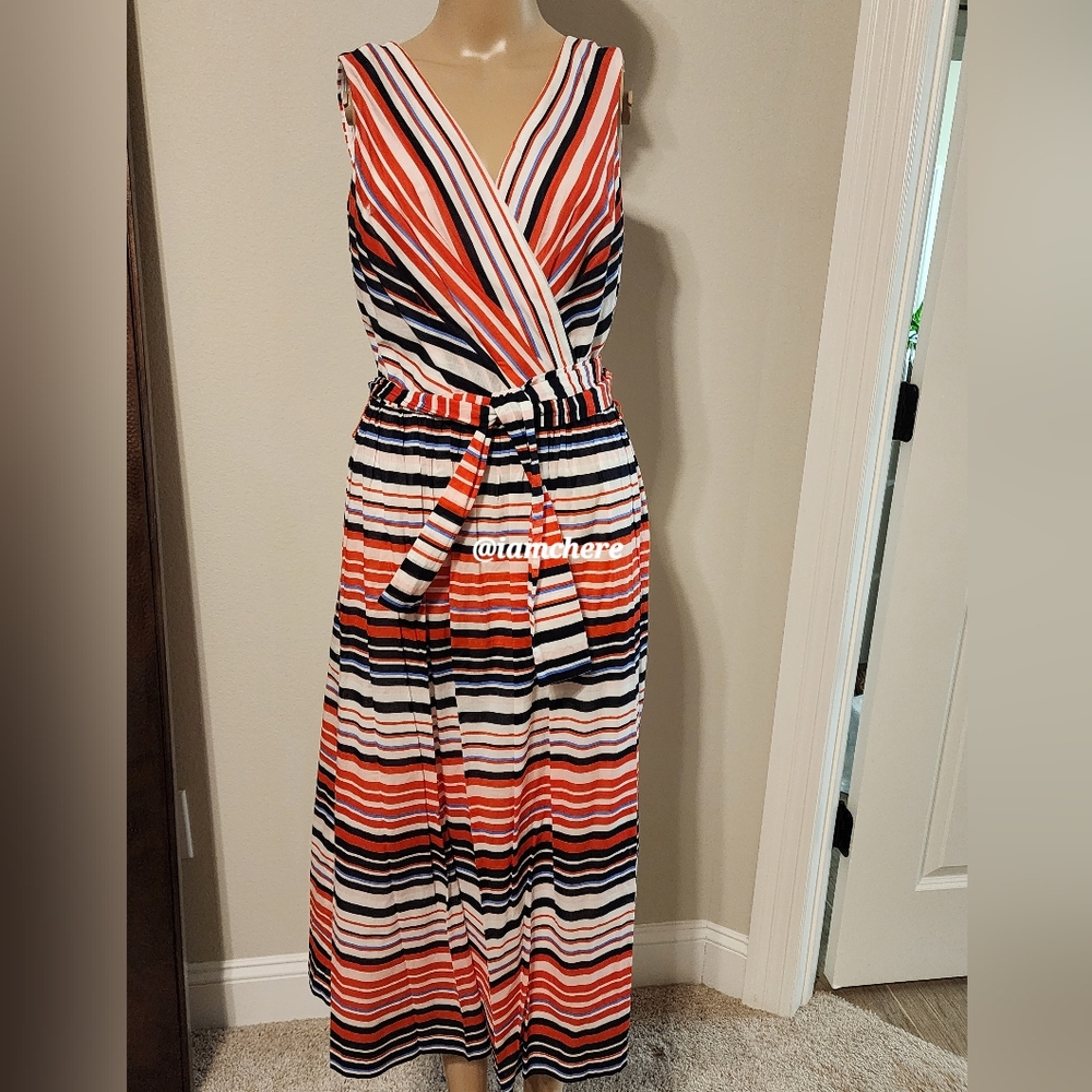 Tommy Hilfiger Sleeveless Striped Midi Dress